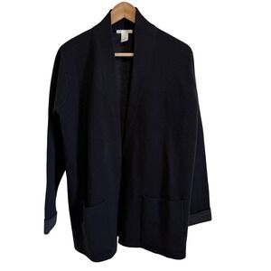 H&M Basic‎ XS/S Black Open Front Knit Cardigan Sweater Pockets Casual